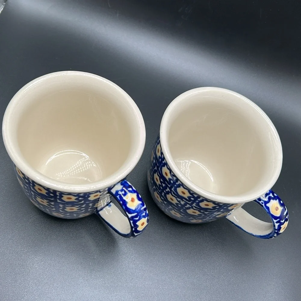 Blue and White Patterned Ceramic Mugs - Picture 2 of 9
